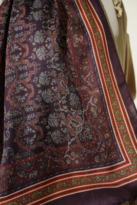 Minik Çiçek Motifli Soft Şal Acı Kahve - Başörtüsü