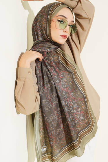 Minik Çiçek Motifli Soft Şal Çağla Yeşili - Başörtüsü