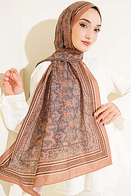 Minik Çiçek Motifli Soft Şal Camel - Başörtüsü