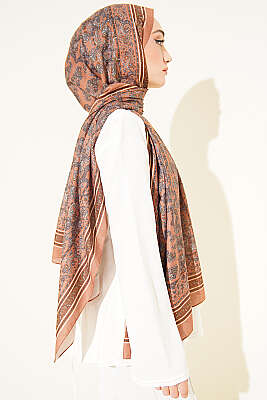 Minik Çiçek Motifli Soft Şal Camel - Başörtüsü