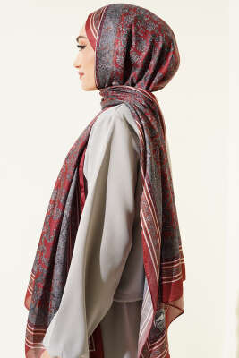 Minik Çiçek Motifli Soft Şal Kiremit - Başörtüsü