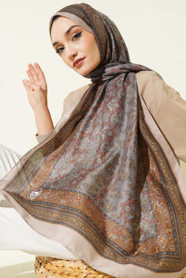 Minik Çiçek Motifli Soft Şal Kum Bej - MODA KAPRİS