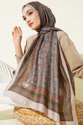 Minik Çiçek Motifli Soft Şal Kum Bej - Başörtüsü