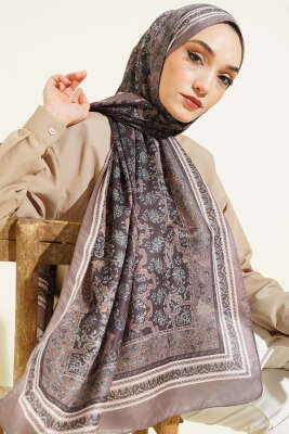 Minik Çiçek Motifli Soft Şal Vizon - MODA KAPRİS