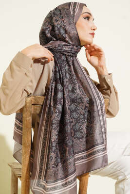 Minik Çiçek Motifli Soft Şal Vizon - Başörtüsü