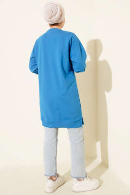 Minik Kalp Nakışlı Tunik Mavi - Tunik