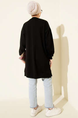 Minik Kalp Nakışlı Tunik Siyah - Tunik