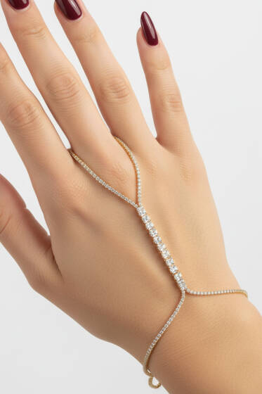 Minik Su Yolu Taşlı Şahmeran Gold - Bileklik