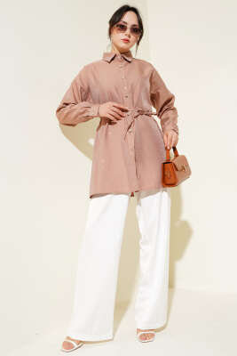 Minik Taş Süslemeli Gömlek Camel - 300-500 TL Ürünler