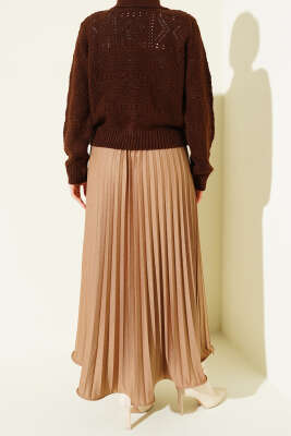 Minik Taşlı Pileli Etek Camel - 300-500 TL Ürünler