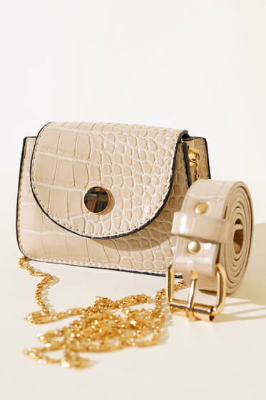 Minimal Bel Çantası Bej - Bel Çantası