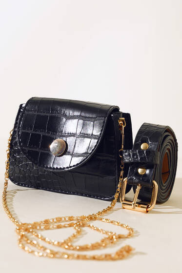 Minimal Bel Çantası Siyah - Bel Çantası