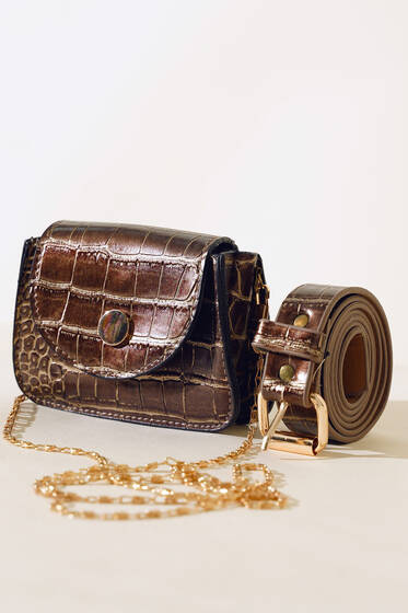 Minimal Bel Çantası Vizon - Kol Çantası