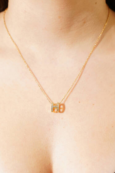 Minimal H Harfi Kolye Gold - Kolye