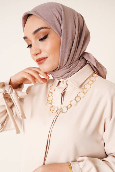 Mio Caz Eşarp Açık Vizon - Black&White