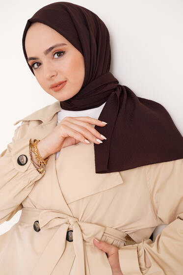 Mio Caz Kestane Şal - Black&White