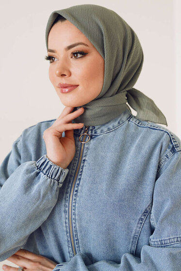 Mio Kare Eşarp Çağla Yeşil -37 - Black&White