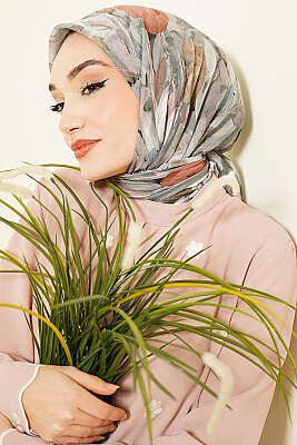 Mist Ebruli Desen Bambu Kraş Eşarp Çağla Yeşili 