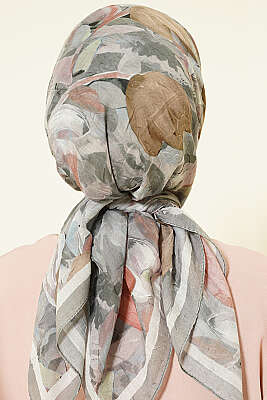 Mist Ebruli Desen Bambu Kraş Eşarp Çağla Yeşili - Başörtüsü