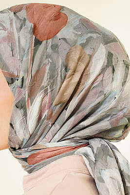 Mist Ebruli Desen Bambu Kraş Eşarp Çağla Yeşili - Başörtüsü