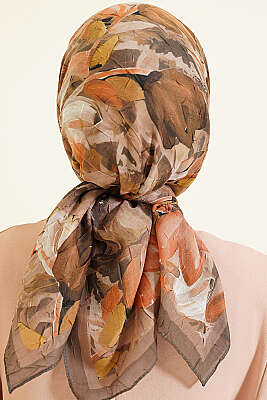 Mist Ebruli Desen Bambu Kraş Eşarp Haki - Başörtüsü