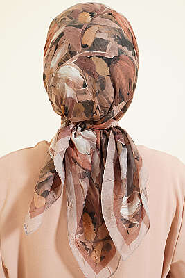 Mist Ebruli Desen Bambu Kraş Eşarp Kum Bej - Başörtüsü