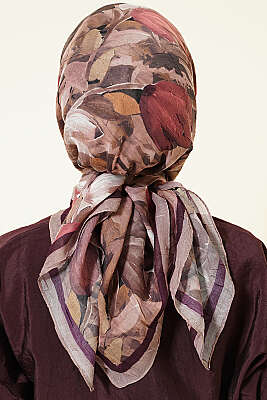 Mist Ebruli Desen Bambu Kraş Eşarp Mocha - Başörtüsü