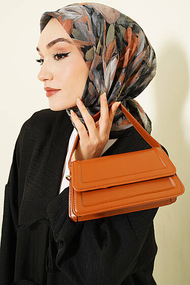 Mist Ebruli Desen Bambu Kraş Eşarp Siyah - Başörtüsü