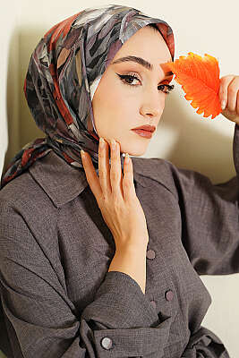 Mist Ebruli Desen Bambu Kraş Eşarp Taba - VERTU (NYD TEKSTİL)