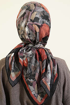 Mist Ebruli Desen Bambu Kraş Eşarp Taba - Başörtüsü