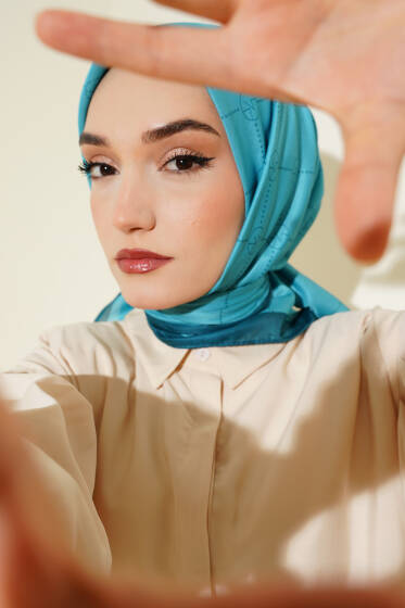 MK Baklava Desen Eşarp Petrol Yeşili - Başörtüsü