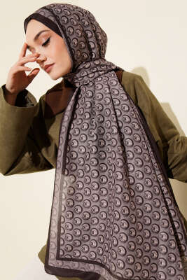 MK Desen Lina Şal Acı Kahve 