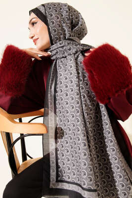 MK Desen Lina Şal Siyah 