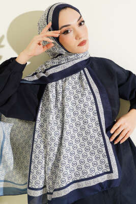 MK Desen Liva Modal Lacivert Bej - MODA KAŞMİR