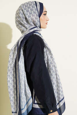 MK Desen Liva Modal Lacivert Bej - Başörtüsü