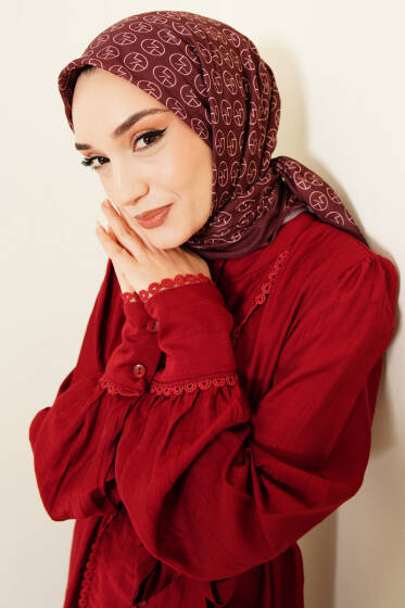 MK Desen Soft Eşarp Acı Kahve - Başörtüsü