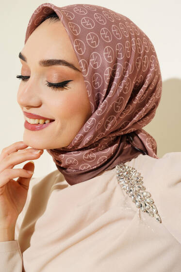 MK Desen Soft Eşarp Açık Kahve - Başörtüsü