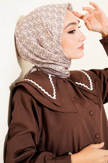 MK Desen Soft Eşarp Bej Vizon - Başörtüsü