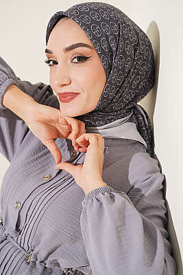 MK Desen Soft Eşarp Füme Taş 