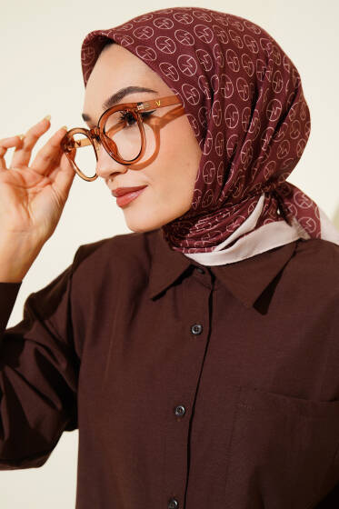 MK Desen Soft Eşarp Kahve - Başörtüsü