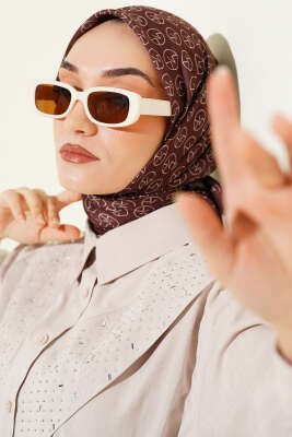 MK Desen Soft Eşarp Koyu Kahve 