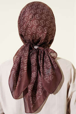 MK Desen Soft Eşarp Koyu Kahve - Başörtüsü
