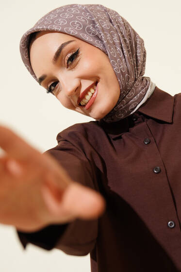 MK Desen Soft Eşarp Koyu Vizon - Başörtüsü