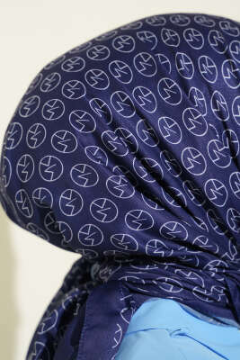 MK Desen Soft Eşarp Lacivert - Başörtüsü