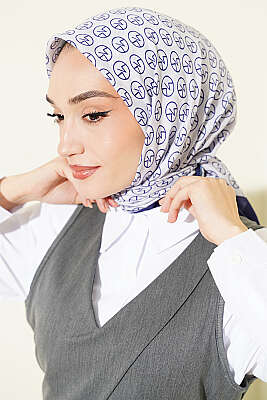 MK Desen Soft Eşarp Saks - MODA KAŞMİR