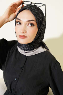 MK Desen Soft Eşarp Siyah Taş - Başörtüsü