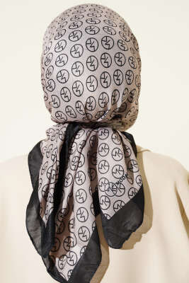 MK Desen Soft Eşarp Siyah Vizon - Başörtüsü