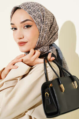 MK Desen Soft Eşarp Siyah Vizon 