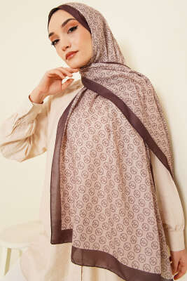 MK Desen Soft Şal Kahve Bej - Başörtüsü