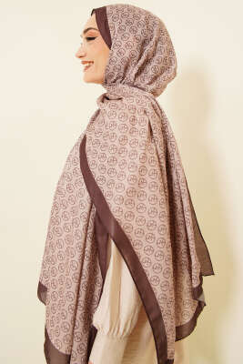 MK Desen Soft Şal Kahve Bej - Başörtüsü